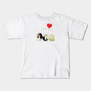 I love (heart) my dog - King Charles spaniel oil painting wordart Kids T-Shirt